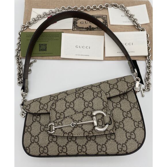 $2800 BRAND NEW GUCCI 1955 HORSEBIT GG SUPREME CANVAS MINI SHOULDER BAG - Picture 3 of 16